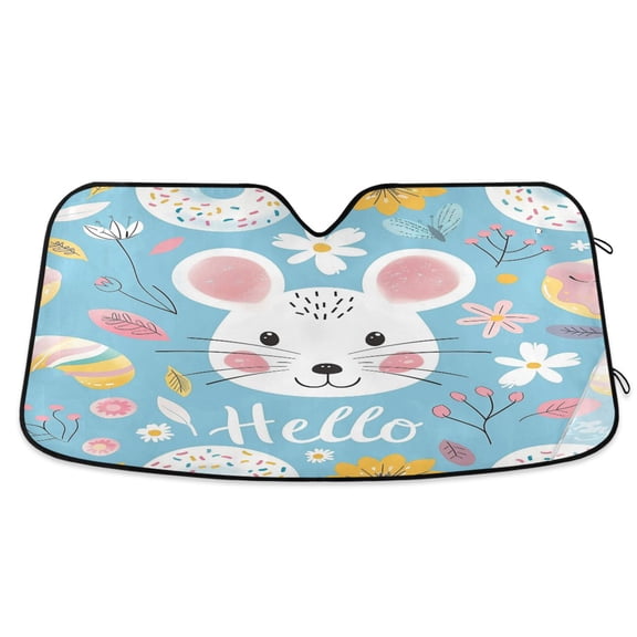 Hello Mouse Face Car Windshield Sun Shade Foldable Car Front Window Visor Heat and UV Protection 55x27.6