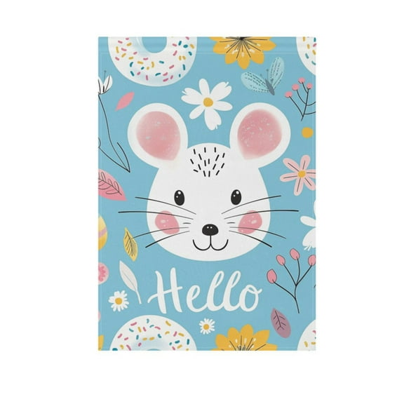 Hello Mouse Face Garden Flag 12X18 Double Sided Yard Flags for Outside Outdoor All Seasonal Decoration