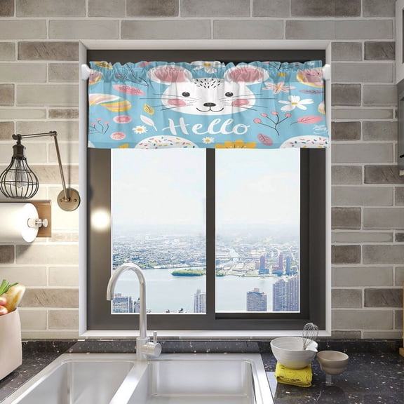 Hello Mouse Face Valance Curtains Rod Pocket for Kitchen Living Room Windows Farmhouse Decor 54x18