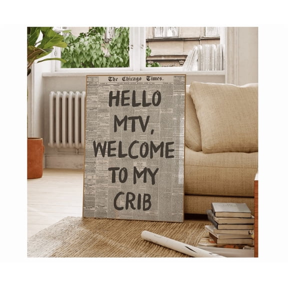 Hello Mtv Welcome To My Crib Retro Newspaper Wall Art Home Decor Office Wall Art