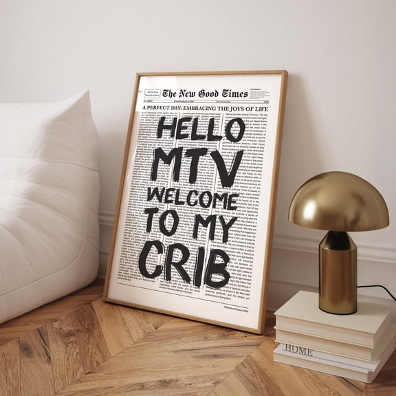 Hello My Cribs Trendy Newspaper Art Design 5 Unframed Paper Print