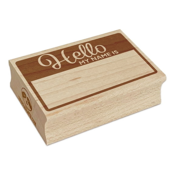 Hello My Name Is Label Tag Rectangle Rubber Stamp Stamping Scrapbooking Crafting - Small 1.7in