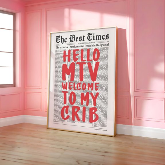 Hello My Newspaper Retro Dorm Room Design 4 Unframed Paper Print