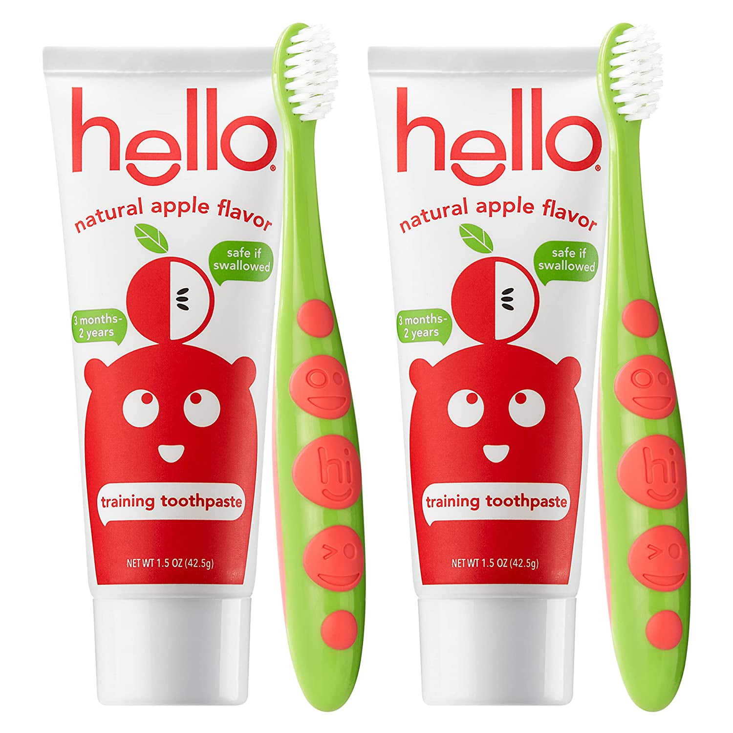 Hello Natural Apple Flavored Training Toothpaste and Toddler Bundle