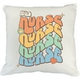 thumbnail image 1 of Hello Nurse with Flower & Heart, Groovy Retro Wavy Text Merch Gift, White Pillow Case 20X20 IN, 1 of 5