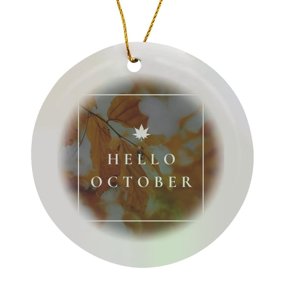 3drose, Hello October, Circle Porcelain Ornament