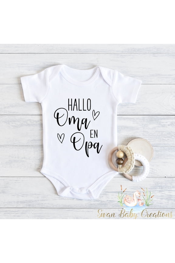 Hello Oma And Opa Baby Bodysuit, Pregnancy Announcement, Opa'S Bestie, Gift For Oma Opa, German Grandparents, Gift For Grandparents, Dutch Cute And Cool Baby Bodysuit, Baby Bodysuit Lat 4424