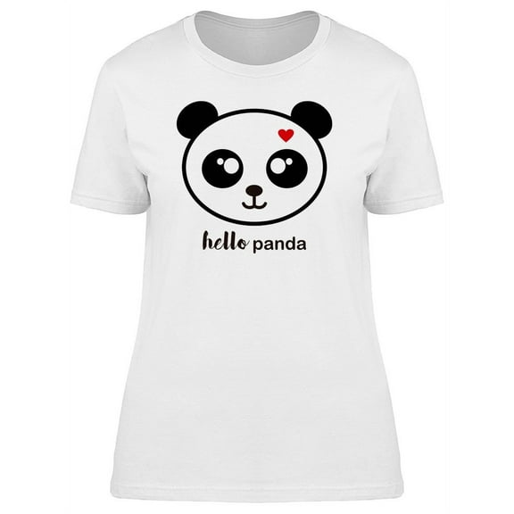Hello Panda Kawaii Face Heart Tee Women's -Image by Shutterstock