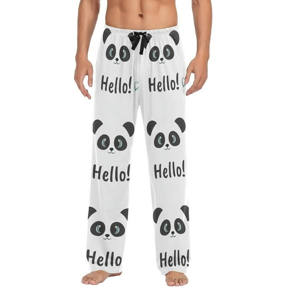 Hello Panda Love Heart Mens Pajama Pants Sleepwear Lounge Men's Pajama Bottoms Gift for Family Friends