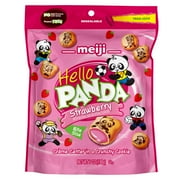 Meiji Hello Panda Strawberry Crème Cookies, Bite-Sized Kids Snack, 7oz Resealable Pouch
