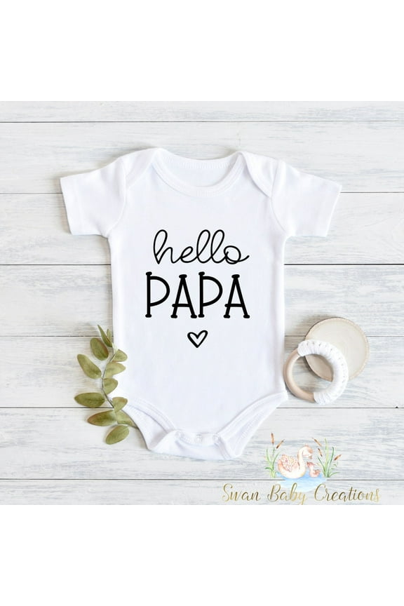 Hello Papa , Hi Papa , Husband Pregnancy Announcement, Pregnancy Announcement , Hi Daddy, Papa To Be, Reveal To Boyfriend Cute Baby Onesie, BABY BODYSUIT LAT 4424