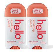 Hello Peach Aluminum Free Deodorant for Women + Men, Natural Fragrance, Dermatologically tested, Baking Soda Free, Parabens Free, Dye Free, 24 Hour Odor Protection, 2 Pack
