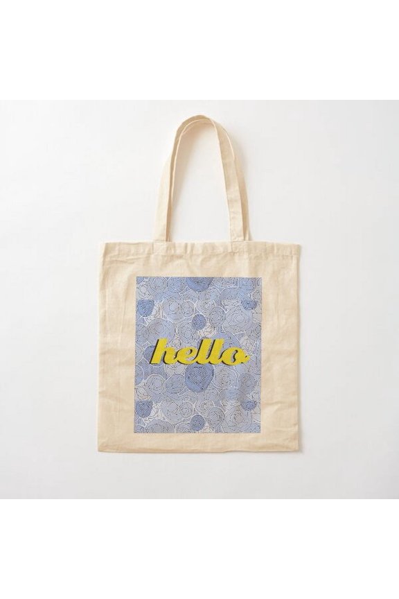 Hello, Periwinkle Photocopy With Text Canvas Canvas Tote Bags, Reusable Shopping Bag