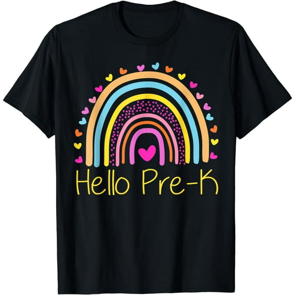 Hello Pre-K Rainbow Team Hello Preschool Rocks Squad Teacher T-Shirt