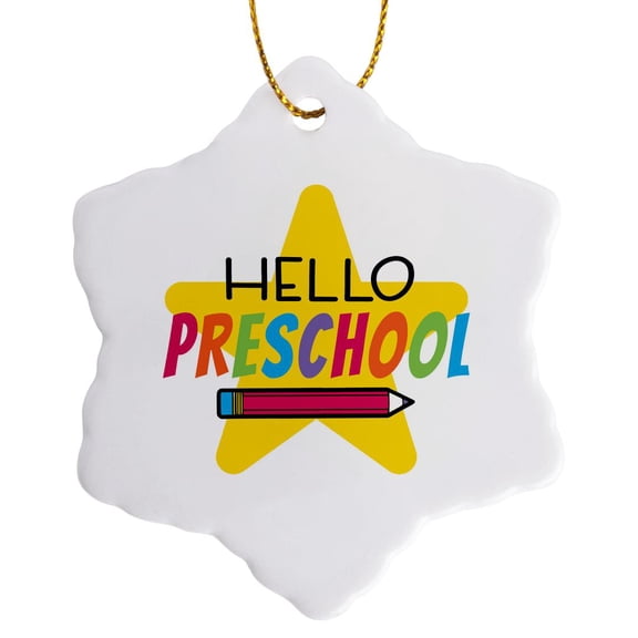 3drose, Hello Preschool, 3 inch Snowflake Porcelain Ornament