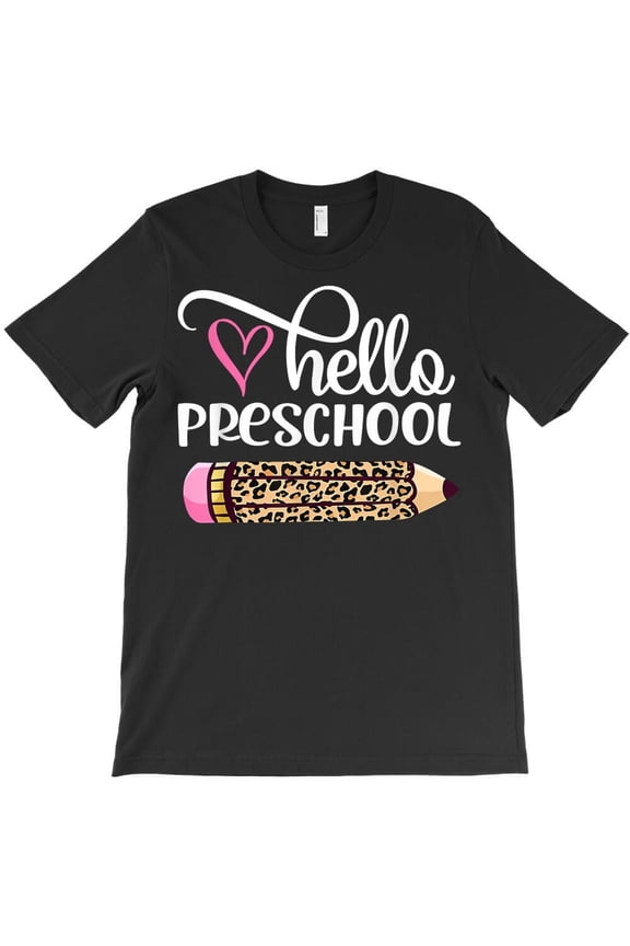 Hello Preschool Funny Leopard Pencil Back To School Graphic - Last-Minute Gift H14834 T-Shirt, for Men and Women, Up to Size 5XL