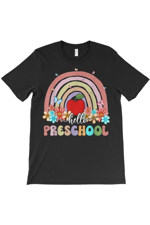 Hello Preschool Teacher Funny Groovy Vintage Back To School H47905 Unisex T-Shirt, Up to 5XL Available