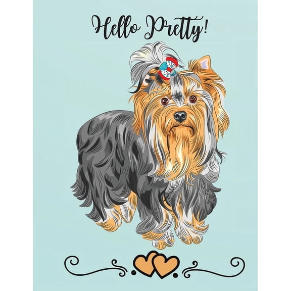 Hello Pretty!: College Ruled Paper with colored dog illustration on each page, 8.5 x 11- 150 Pages, Perfect for School, Office and Home (Paperback)