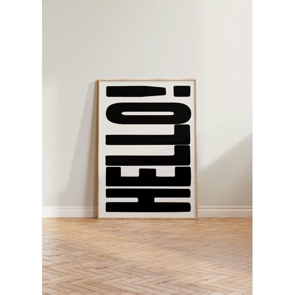 Hello Print Bold Print Typography Print Hello Typographic Print Cool Wall Art Bold Eclectic Print Retro Style