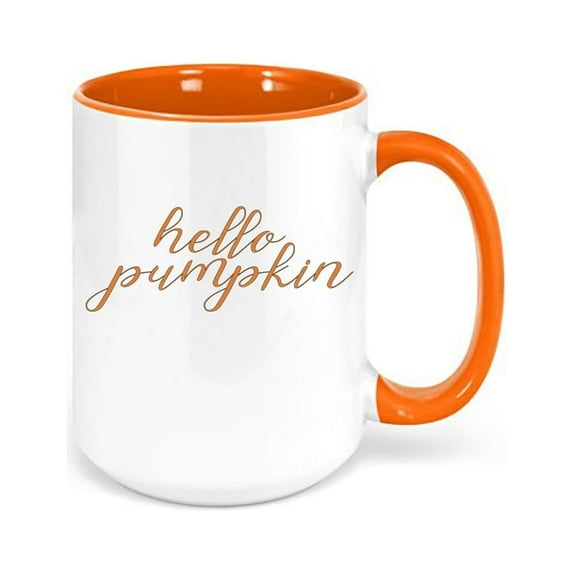 Hello Pumpkin Coffee Mug, Hello Pumpkin, Pumpkin Cup, Halloween Mug, Pumpkin Spice Mug, Gift For Her, Sublimated Design, Pumpkin Mug, ORANGE