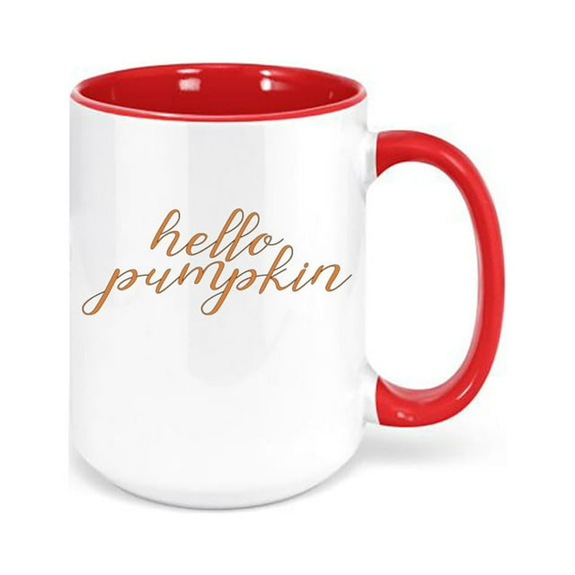 Hello Pumpkin Coffee Mug, Hello Pumpkin, Pumpkin Cup, Halloween Mug, Pumpkin Spice Mug, Gift For Her, Sublimated Design, Pumpkin Mug, RED