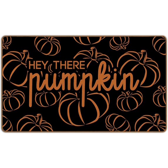Hello Pumpkin Door Mat, Fall Decorations for Home, Hey There Pumpkin Fall Welcome Mat, Halloween Front Door Mat Indoor Outside Entrance, Autumn Harvest Thanksgiving Decor Doormats 17X29 Inch