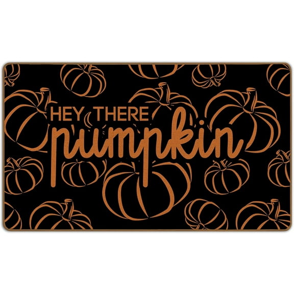 Hello Pumpkin Door Mat, Fall Decorations for Home, Hey There Pumpkin Fall Welcome Mat, Halloween Front Door Mat Indoor Outside Entrance, Autumn Harvest Thanksgiving Decor Doormats 17X29 Inch