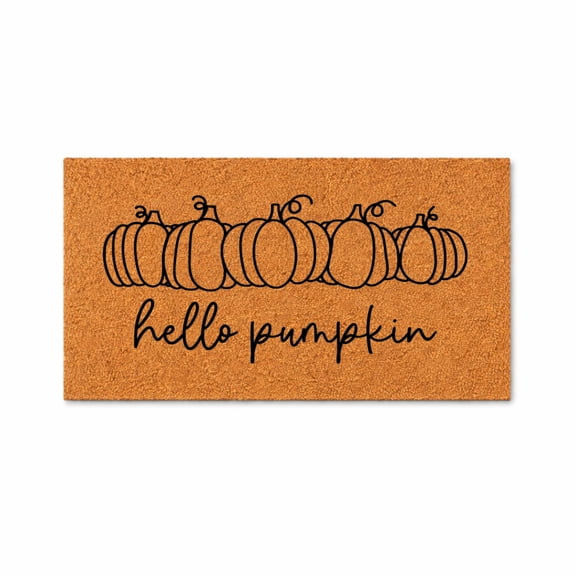 Hello Pumpkin Doormat, Pumpkin Line Art Fall Welcome Mat, Outdoor Entryway Door Mat (16x24 inches) WoodByStu 1555