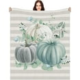 thumbnail image 1 of Hello Pumpkin Eucalyptus Blanket Fall Autumn Thanksgiving Blanket Blue Plaid Throw Blanket Eucalyptus Leaves Harvest Decoration for Home Sofa Couch, 50 * 60 Inches, 1 of 6