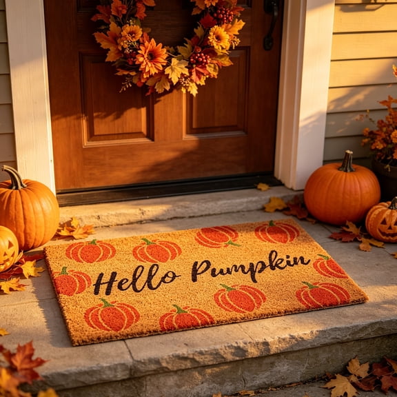 Hello Pumpkin Fall Door Mat Outdoor Doormat with Anti Backing Front Porch Entryway Rug for Autumn Harvest Home Decor29.517.7 In