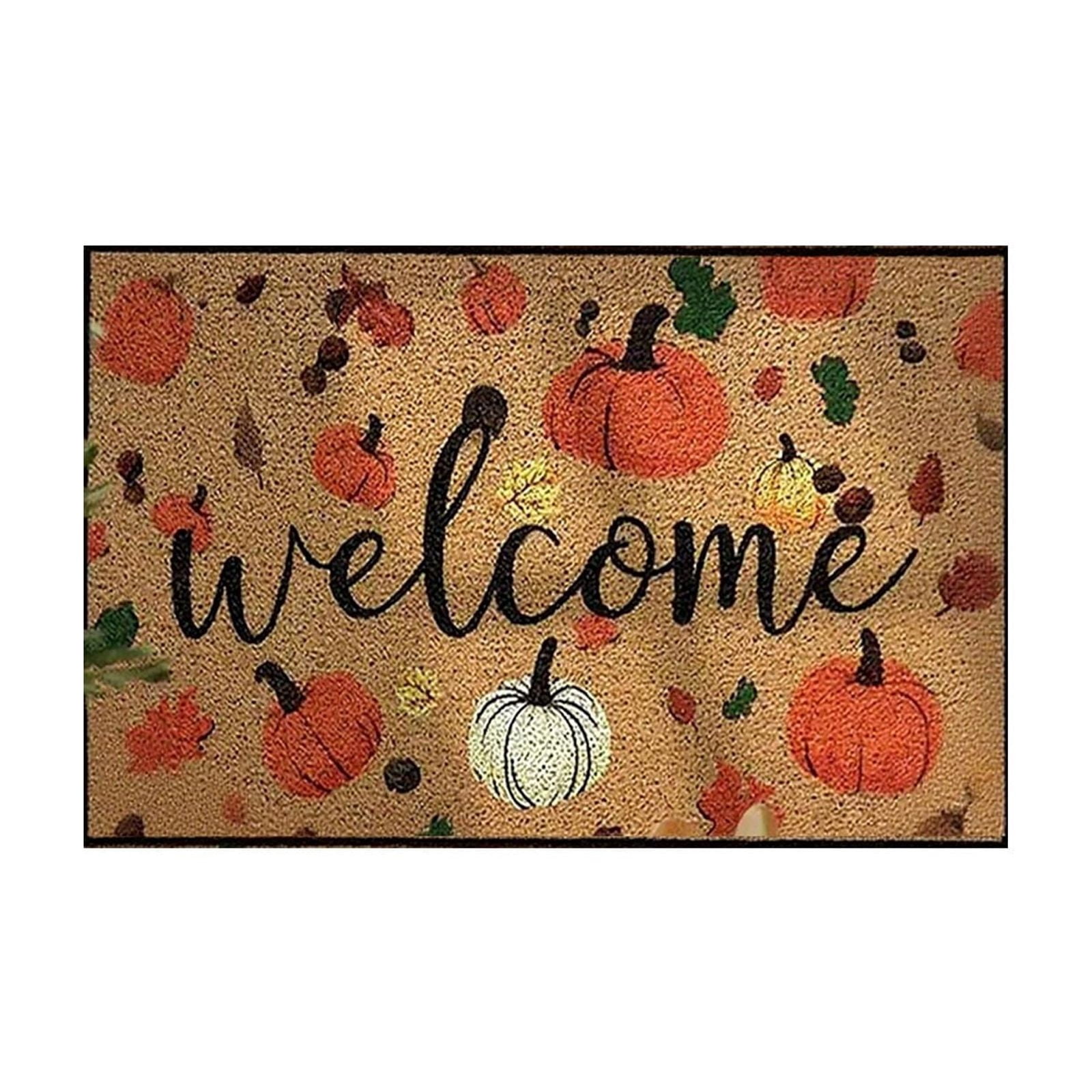 Hello Pumpkin Fall Doormat, Welcome Maple Leaf Autumn Non-Slip Front ...