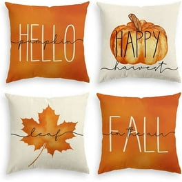 Smile Fall Throw Pillow Covers 12 x 20 Set of 4 Maple Leaf Hello Pumpkin Blue