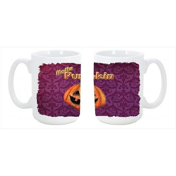 Hello Pumpkin Halloween Dishwasher Safe Microwavable Ceramic Coffee Mug 15 oz.