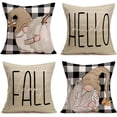 thumbnail image 1 of Hello Pumpkin Happy Fall Throw Pillow Covers 18x18 Inch Black White Buffalo Plaids with Gnomes Grey Pumpkin Autumn Leaves Pillow Cases Set of 4 Farmhouse Decorations Cushion Cover Thanksgiving, 1 of 6