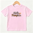 thumbnail image 1 of Hello Pumpkin Leopard Girls Graphic Tee, Cute Autumn Fall 100% Cotton Kids Short Sleeve T-Shirt, 1 of 5
