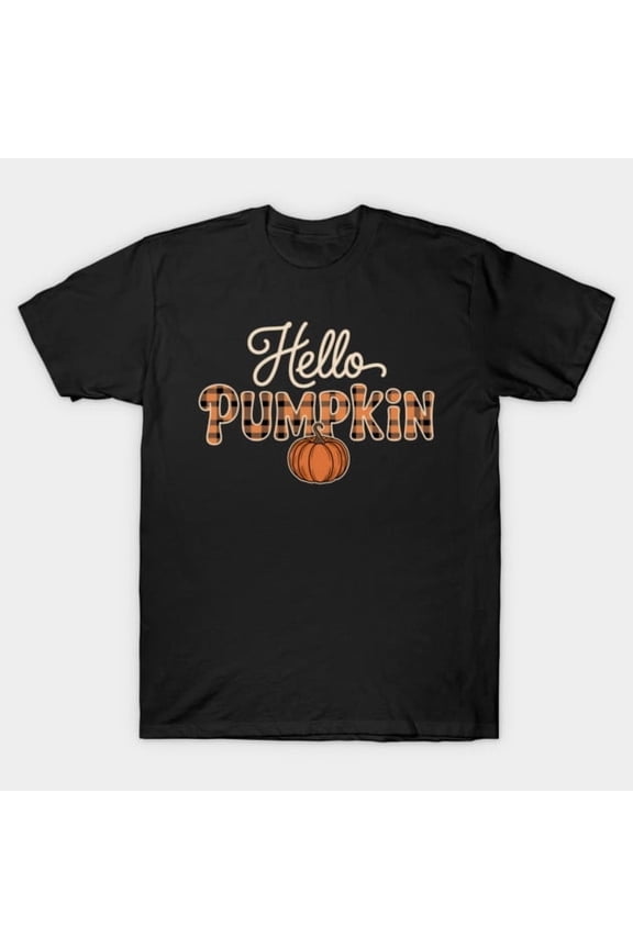 Hello Pumpkin Leopard Print Thanksgiving Autumn Fall Graphic, H6487 Unisex T-Shirt, Up to 5XL Available