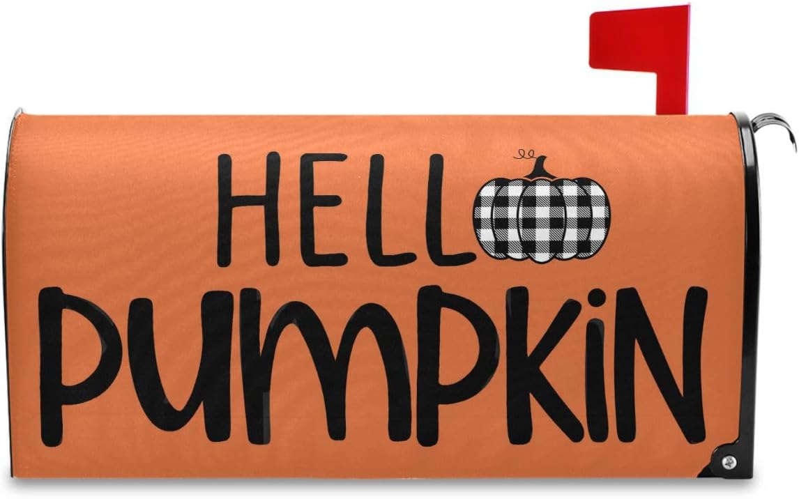 Hello Pumpkin Mailbox Cover Standard Size Fall Autumn