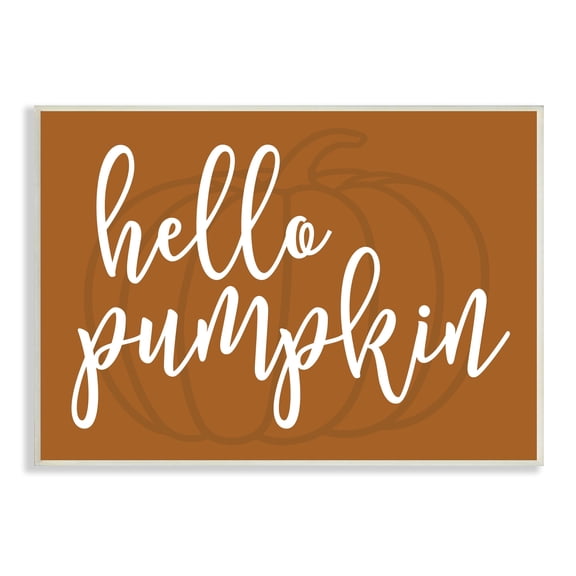 Hello Pumpkin Motif Romantic Autumn Script Phrase Inspirational Graphic Art Unframed Art Print Wall Art