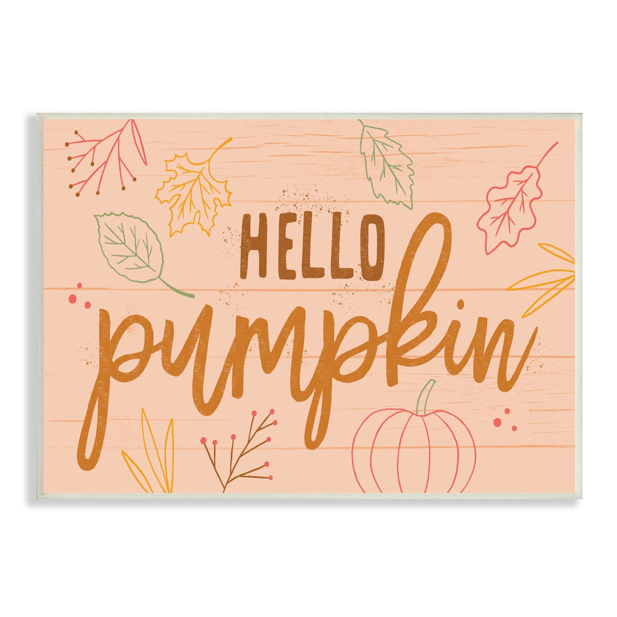 Hello Pumpkin Patterned Botanicals Autumn Phrase Design Inspirational Graphic Art Unframed Art Print Wall Art