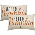 thumbnail image 1 of Hello Pumpkin Pillow Covers 12x20 Set of 2 Autumn Fall Decorations Black Orange Print Decorative Throw Pillows Outdoor Thanksgiving Pillowcase Lumbar Linen Cushion Case for Home Sofa Couch Bed, 1 of 6