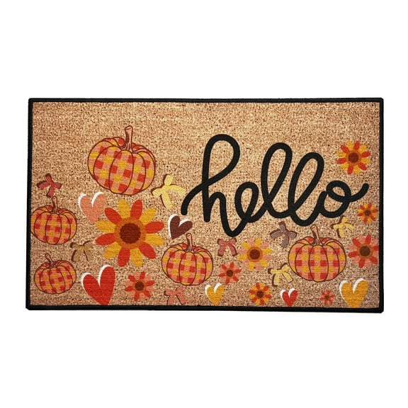 Hello Pumpkin Plaid 17.5in x 30in Entry Mat