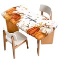 Hello Pumpkin Table Cloths for 3 Foot Rectangle Tables, Orange Leaves ...
