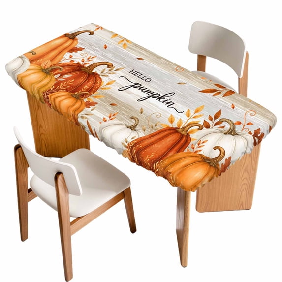 Hello Pumpkin Table Cloths for 3 Foot Rectangle Tables, Orange ...