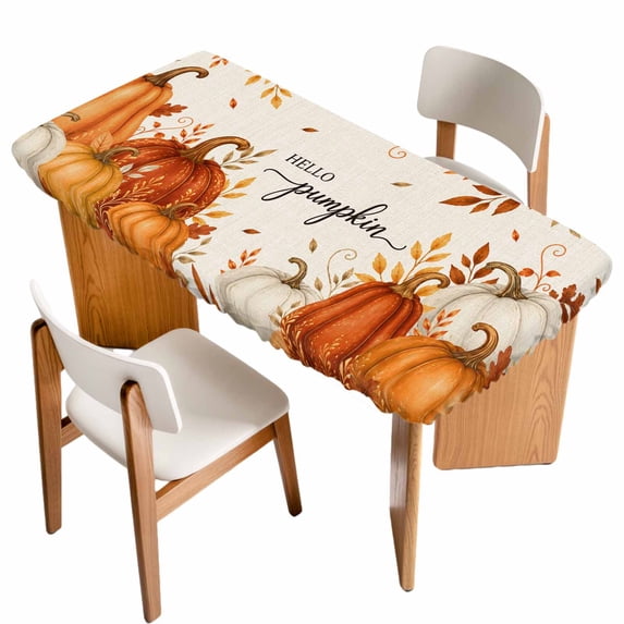 Hello Pumpkin Table Cloths for 3 Foot Rectangle Tables, Orange ...