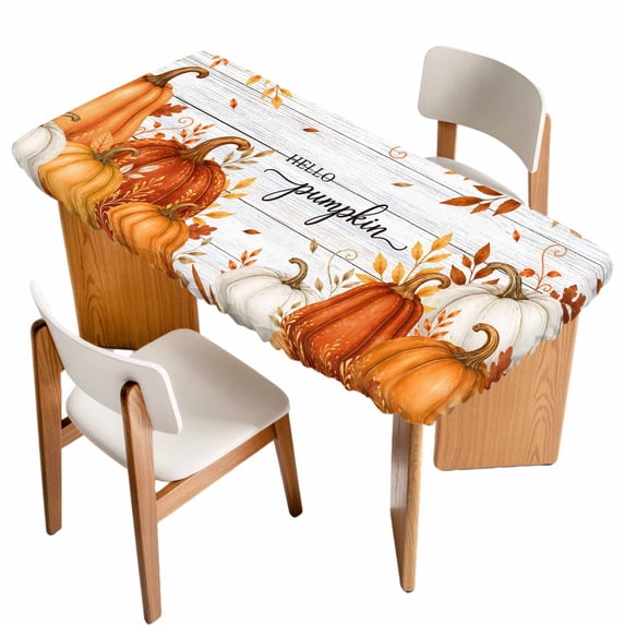 Hello Pumpkin Table Cloths for 4 Foot Rectangle Tables, Orange ...