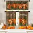 thumbnail image 1 of Hello Pumpkins Kitchen Window Curtains and Valances Set 36 Inch, Fall Rustic Wooden Farmhouse Short Tier Curtain for Cafe Living Room Bathroom, Autumn 3 Pieces Set Kitchen Decor, 1 of 6