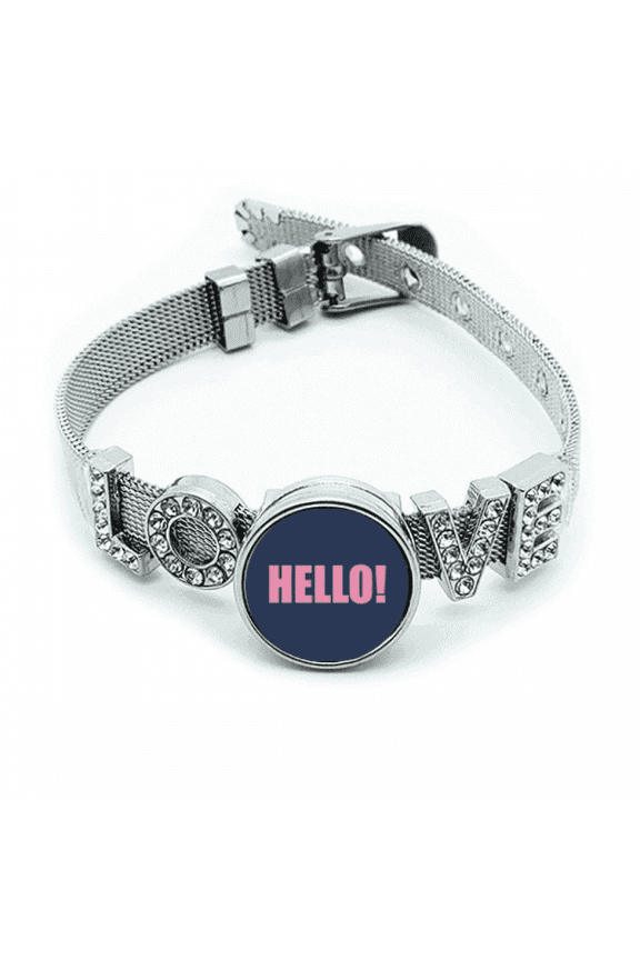 Hello Quote Encourage Positive Bracelet Wristband Crystal Love Adjustable Bangle