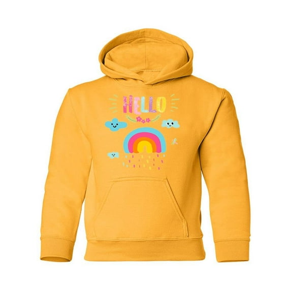 Hello Rainbow And Clouds Hoodie Juniors -Image by Shutterstock, x-Large