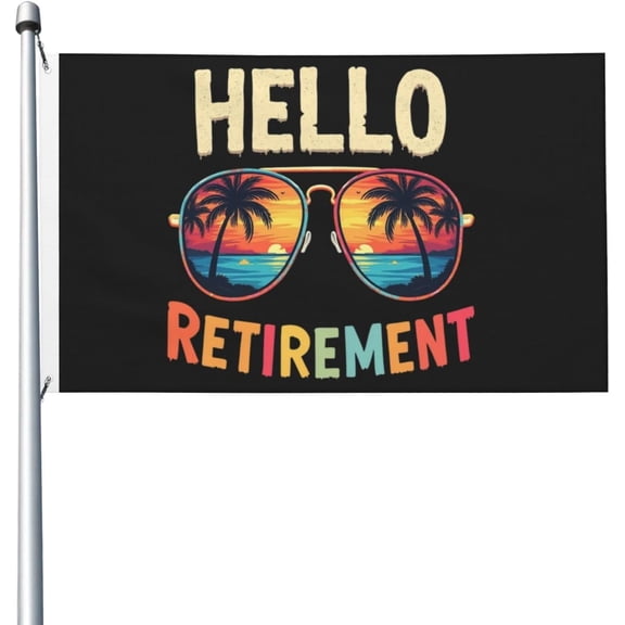 Hello Retirement Flag For Room Guys Fun Flags Wall Art For Yard 3x5 Ft, Hello Retirement Tapestry For Classroom