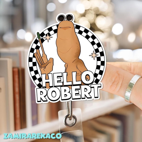 Hello Robert Marcus The Worm Badge Reel, Viral Tiktok Name ID Holder Badge Reel, Trendy Nurse Name Badge, Aesthetic Hospital, Badge Reel